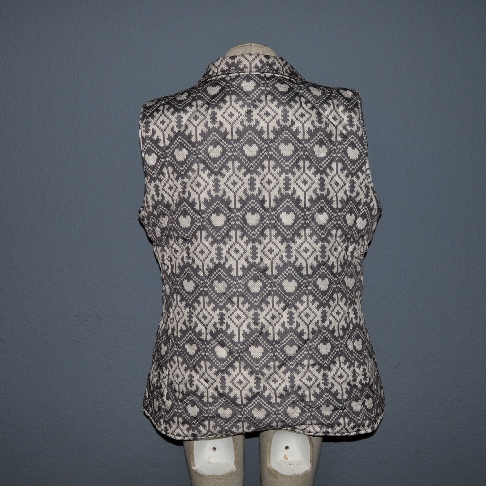 051 COLDWATER CREEK Gray Print Quilted Vest sz XL/16 Women's - Picture 8 of 8